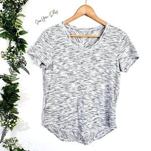 Lululemon Athletica Womens Short‎ Sleeve Grey Striped Shirt Size 4 ~SS134.3